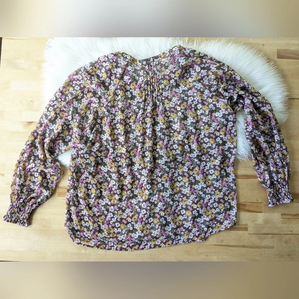 {Torrid} Crinkle Chiffon Smocked Blouson Sleeve Blouse - Picture 11 of 12